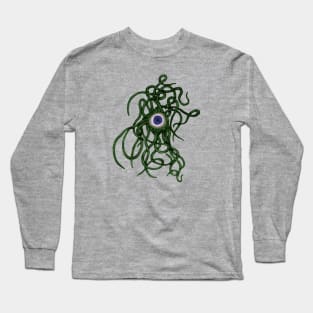 Single-Eyed Weird Cephalopoda With Numerous Tentacles Green Long Sleeve T-Shirt